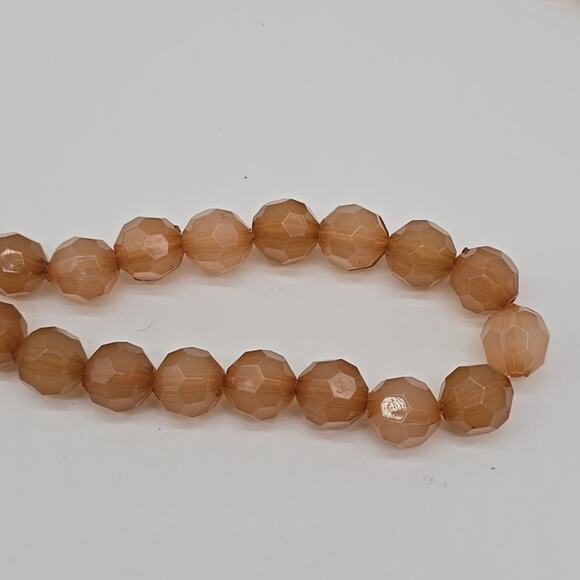 Set of 2 Layering Pieces Cream Soda Faceted Acrylic Strung Beads 38" Necklaces - Picture 3 of 12